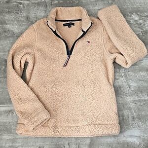 Tommy Hilfiger Women's Small Teddy Sweatshirt Pullover Half Zip comfy cozy